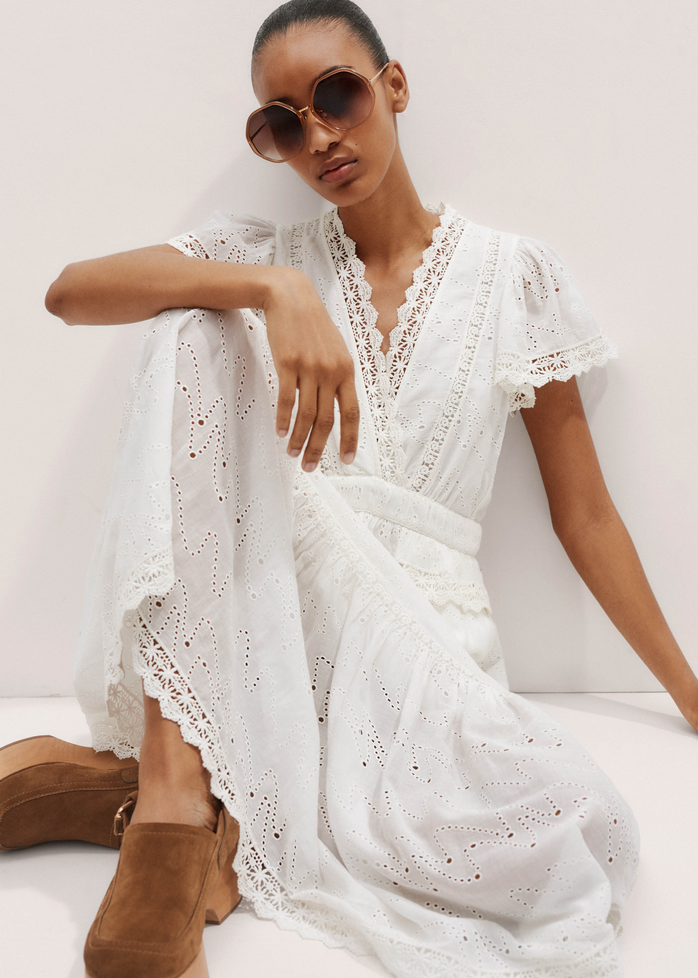 Modern Zig Zag Broderie Maxi Dress