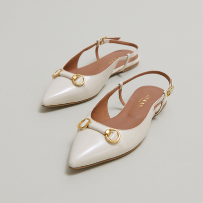 Dedicace Women's Pointed-Toe Slingback Ballet Flats with Gold Bits