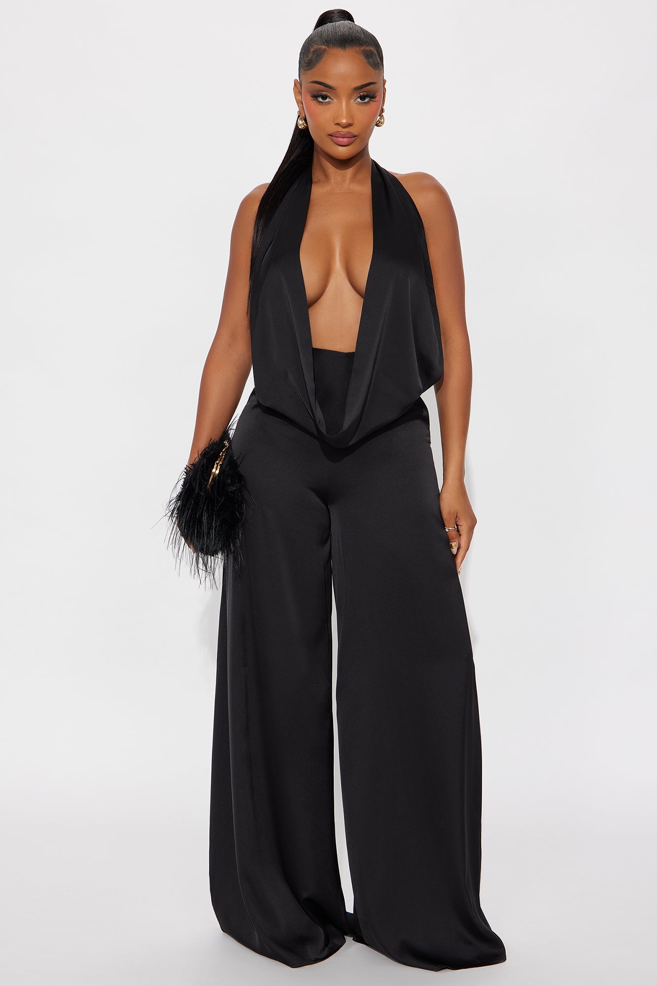 Fashion Nova Women's Sun and Sips Satin Jumpsuit