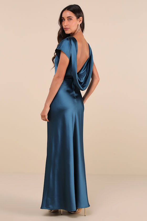 Lulus Satin Cowl Back Maxi Dress