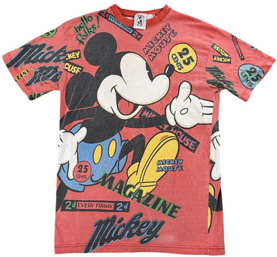 Vintage Disney Mickey Mouse Shirt Mens Medium Red All Over Print Magazine 90s | eBay